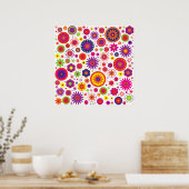 Poster Fleurs arc-en-ciel hippies (Cuisine)