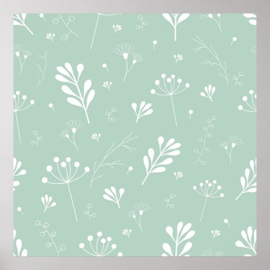 Poster Fleurs arrière - plans verts brindilles (Devant)