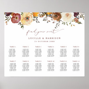 Poster Fleurs automnales Plan de siège Mariage paysager