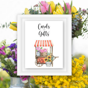 Poster Fleurs baby shower - cartes et cadeaux