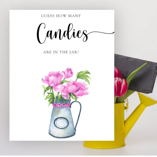 Poster Fleurs baby shower Devinez combien de bonbons