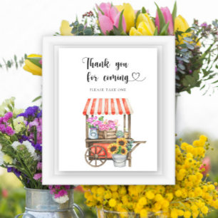 Poster Fleurs baby shower - Merci d'être venus