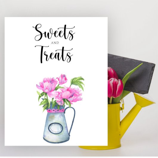Poster Fleurs baby showers sucreries et friandises