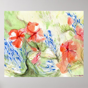 Poster Fleurs Balsam et Lobelia