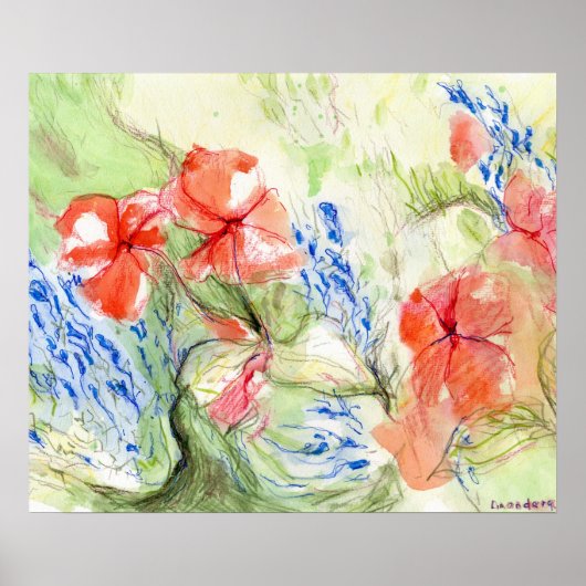 Poster Fleurs Balsam et Lobelia (Devant)