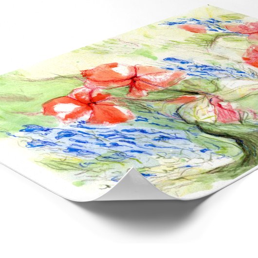 Poster Fleurs Balsam et Lobelia (Coin)