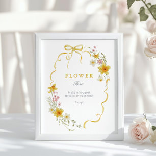 Poster Fleurs Bar Floral Ruban Printemps Baby shower