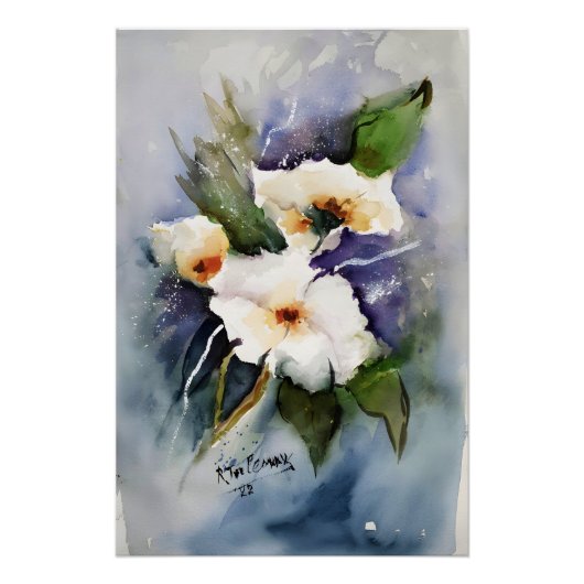 Poster Fleurs blanches (Devant)