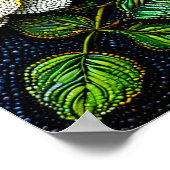 Poster Fleurs blanches Art minimal pointillisme décor (Coin)