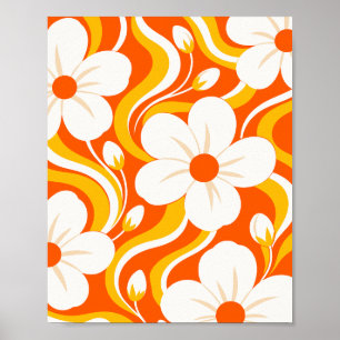 Poster Fleurs blanches aux accents fluides gracieux
