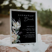 Poster Fleurs Blanches | Boissons Signature Vert Foncé