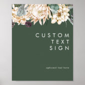 Poster Fleurs Blanches | Cartes et Cadeaux Vert Foncé Per (Devant)