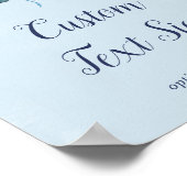 Poster Fleurs blanches classiques Baby shower bleu Texte  (Coin)