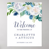 Poster Fleurs blanches classiques Mariage de bienvenue (Devant)