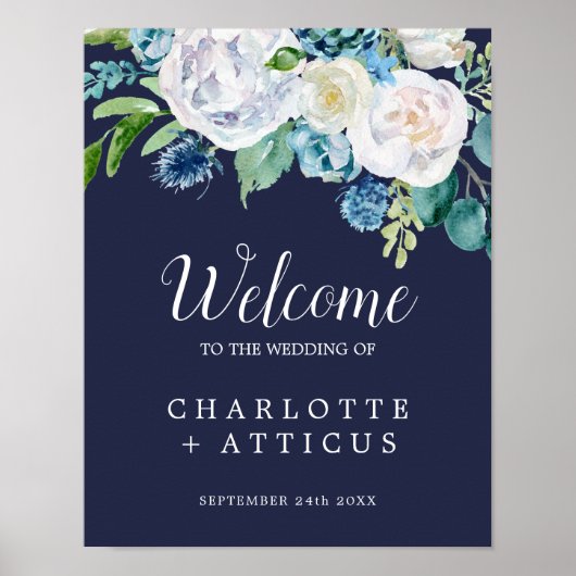 Poster Fleurs blanches classiques | Mariage de bienvenue  (Devant)