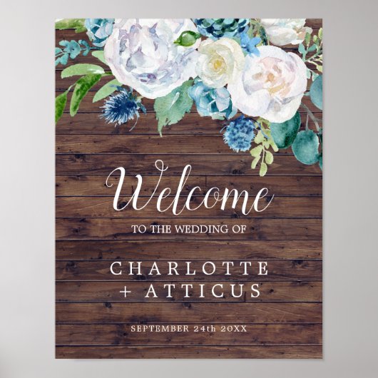 Poster Fleurs blanches classiques | Mariage de bienvenue (Devant)