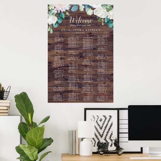 Poster Fleurs blanches classiques Siège alphabétique rust (Bureau à domicile)