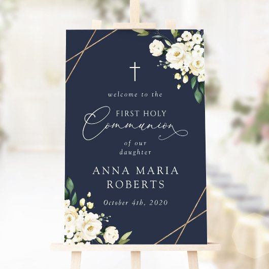 Poster Fleurs blanches crème, Bienvenue à la première com