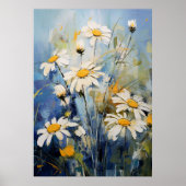 Poster Fleurs blanches de marguerite sur fond bleu | Bota (Devant)
