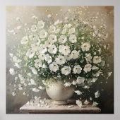 Poster Fleurs blanches délicates dans le vase (Devant)