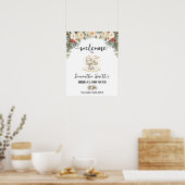 Poster Fleurs Blanches d'Hiver Bienvenue Thé Réception de (Cuisine)