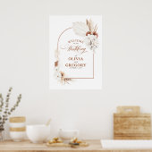 Poster Fleurs blanches en terre cuite Boho Mariage Affich (Cuisine)