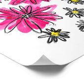 Poster Fleurs blanches et roses (Coin)