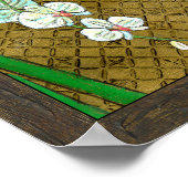 Poster Fleurs blanches et tiges vertes à la frontière Bro (Coin)