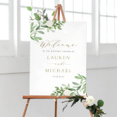 Poster Fleurs blanches et verdure Accueil Wedding shower