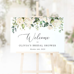 Poster Fleurs blanches, Fleurs crème, Bohème, Bienvenue d