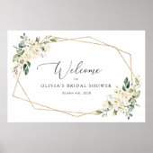 Poster Fleurs blanches, fleurs crème, Boho, Bienvenue de  (Devant)