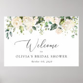 Poster Fleurs blanches, fleurs crème, boho, bienvenue nup (Devant)