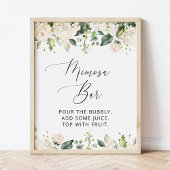 Poster Fleurs blanches, Fleurs de crème, Boho, Bar Mimosa