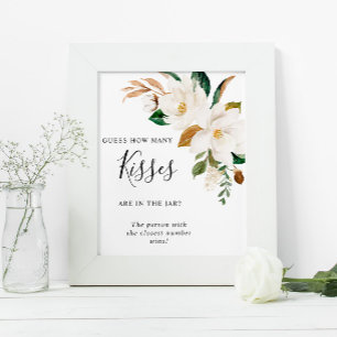 Poster Fleurs blanches : nombre de baisers