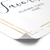 Poster Fleurs Bleu Marine & Panneau de Douche Cadre Doré (Coin)