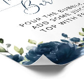 Poster Fleurs Bleu Marine, Verdure, Bohème, Bar Mimosa (Coin)