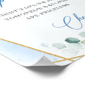 Poster fleurs bleu pastel cadre or eucalyptus open bar (Coin)
