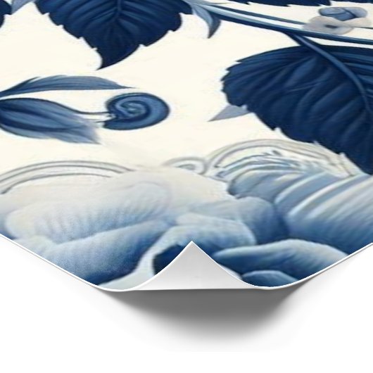 Poster Fleurs bleue et blanches (Coin)