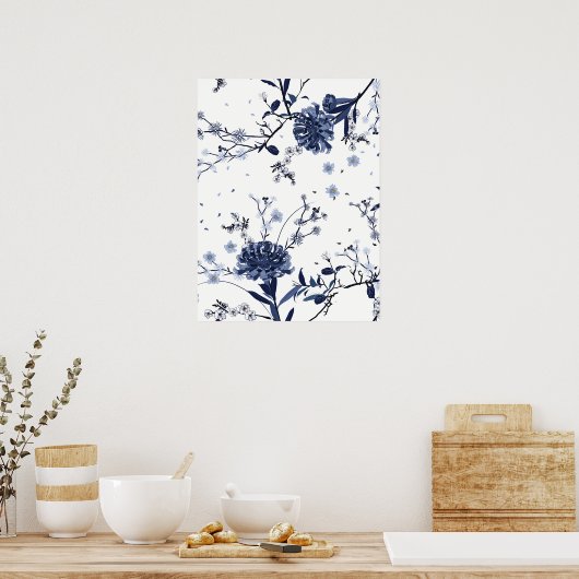 Poster Fleurs bleues (Cuisine)