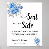 Poster Fleurs bleues Choisissez un siège ou un panneau Ma (Devant)