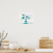 Poster Fleurs bleues dans un vase de verre (Cuisine)