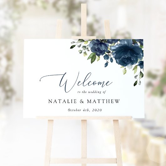 Poster Fleurs bleues de la Marine, Verdure, Boho, Mariage