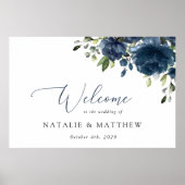 Poster Fleurs bleues de la Marine, Verdure, Boho, Mariage (Devant)