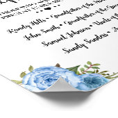 Poster Fleurs bleues de mariage de souvenir en mémoire af (Coin)