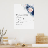 Poster Fleurs bleues Dusty Accueil Baby shower / nuptiale (Cuisine)