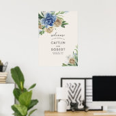 Poster Fleurs bleues et ivoire poussiéreuses (Bureau à domicile)