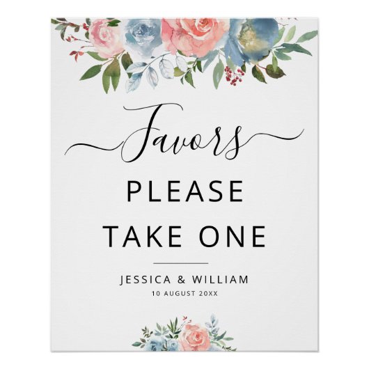 Poster fleurs bleues et rousses Signer favoris (Devant)