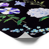 Poster fleurs bleues et violettes arrière - plan noir (Coin)