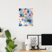 Poster Fleurs bleues éthérées dans les pastels doux Encre (Bureau à domicile)