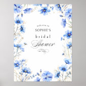 Poster Fleurs bleues Fête des mariées à cadre fleuri Accu (Devant)